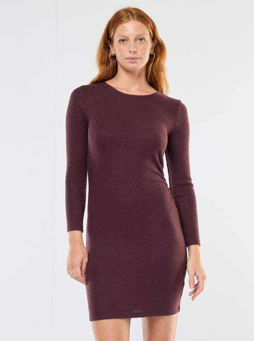Robe courte à manches longues en maille doudou - Kiabi