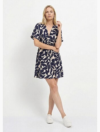 Robe courte à motif, col V devant et dos - AFIBEL