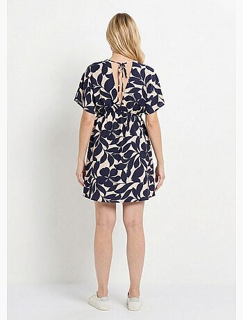 Robe courte à motif, col V devant et dos - AFIBEL