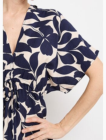 Robe courte à motif, col V devant et dos - AFIBEL