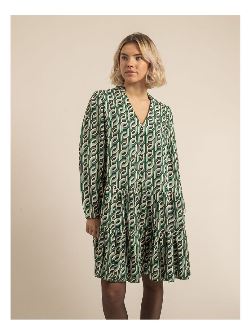 Robe courte à motifs ISCIANE Vert - Kiabi