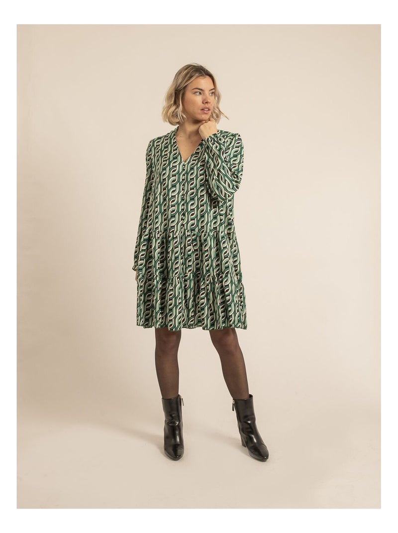 Robe courte à motifs ISCIANE Vert - Kiabi