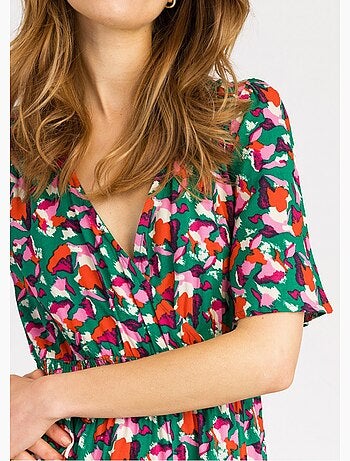 Robe courte à motifs taille élastiquée - AFIBEL