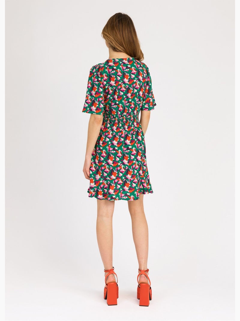 Robe courte à motifs taille élastiquée - AFIBEL Vert - Kiabi