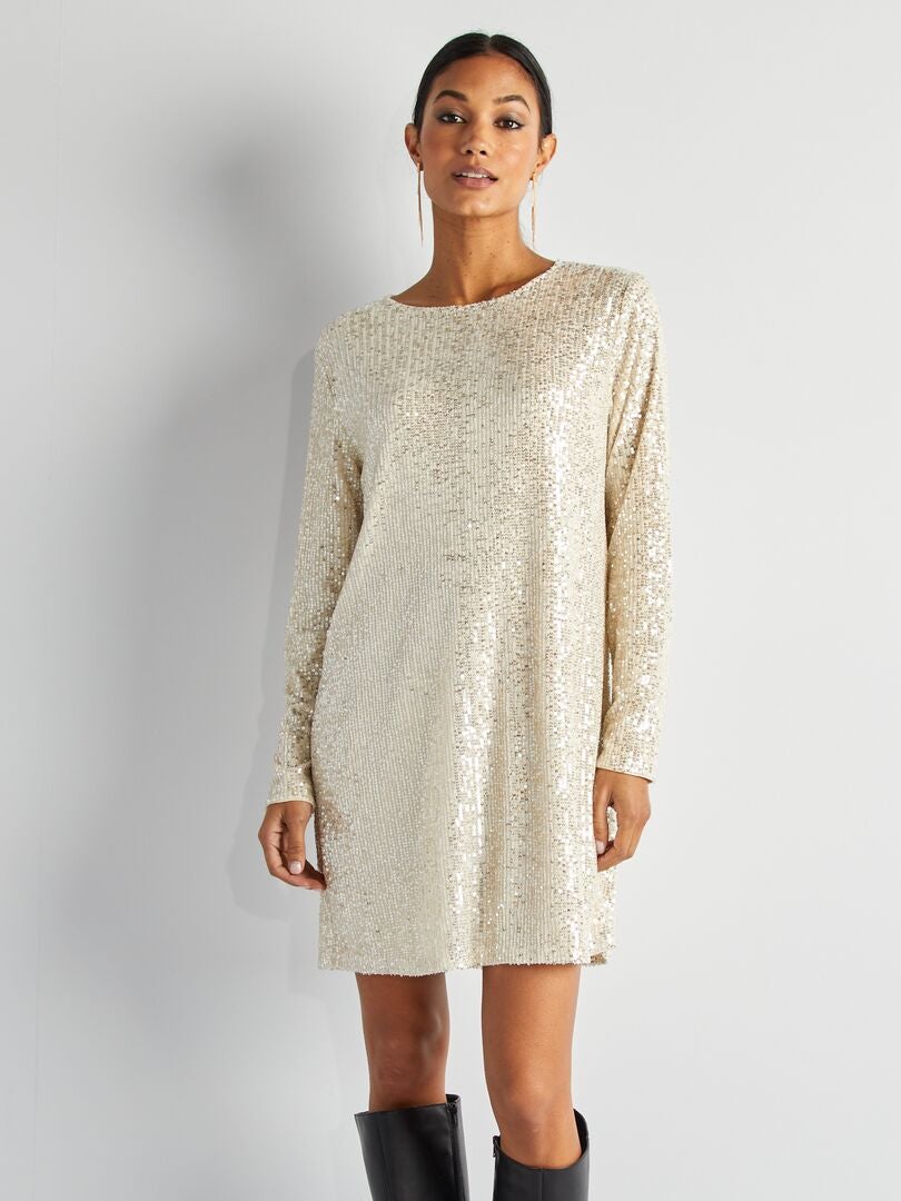 Robe courte à sequins Doré - Kiabi