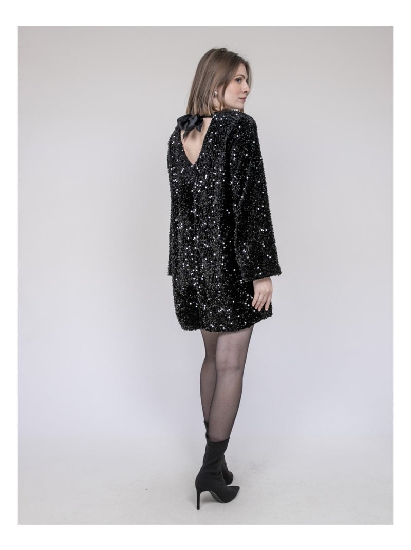 Robe courte à sequins INAZOE Noir - Kiabi