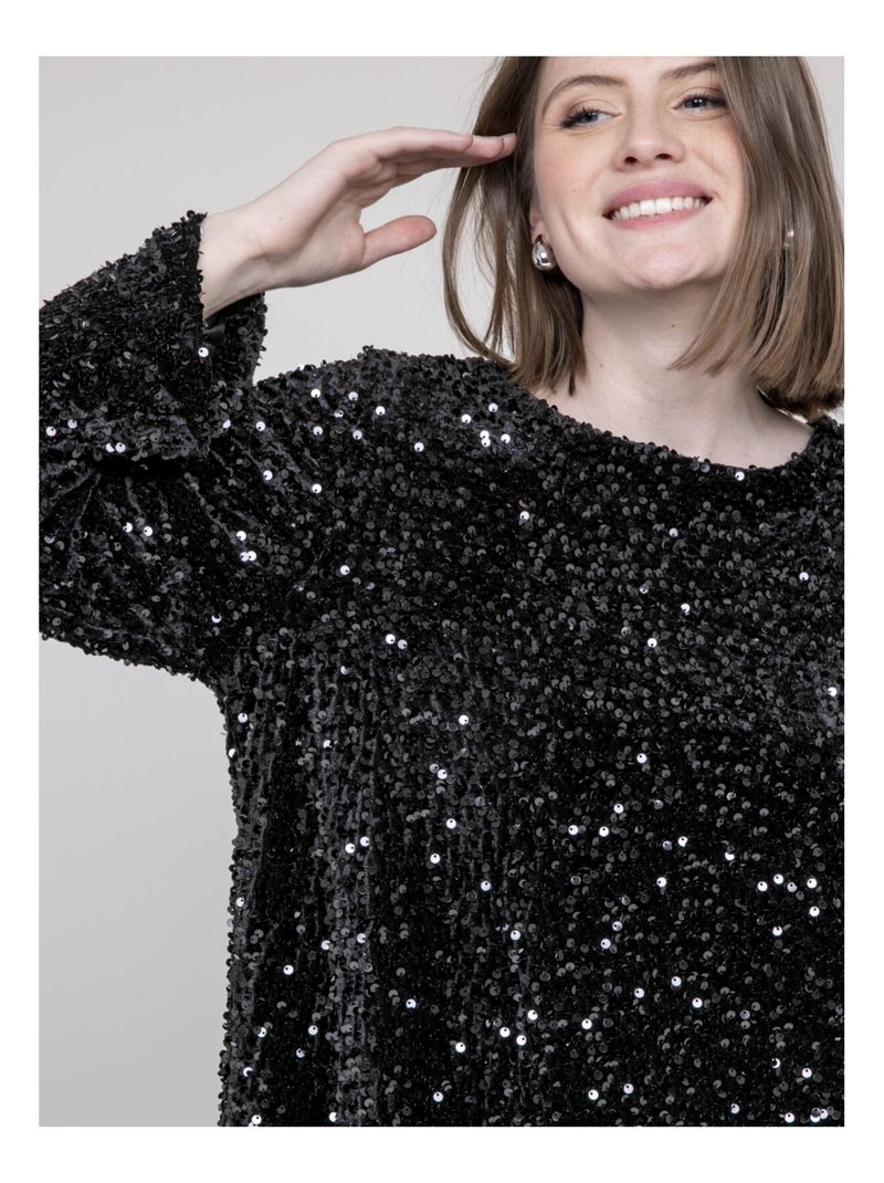 Robe courte à sequins INAZOE Noir - Kiabi