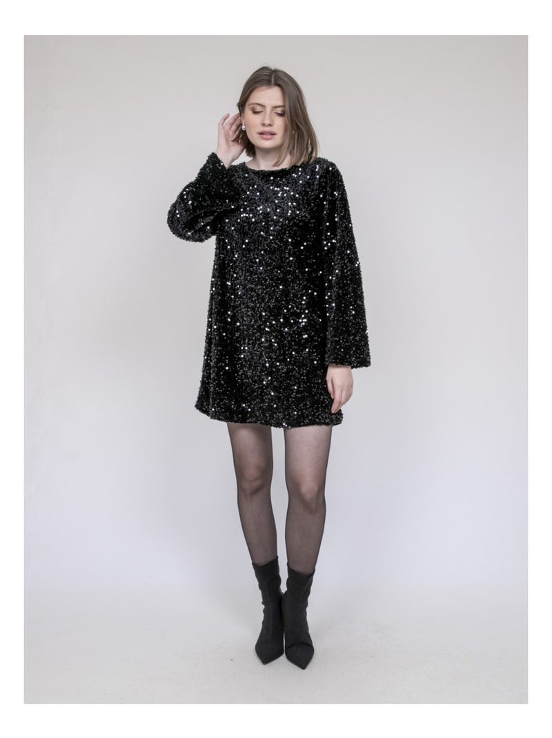 Robe courte à sequins INAZOE Noir - Kiabi