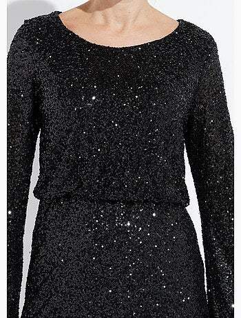 Robe courte à sequins manches évasées - AFIBEL