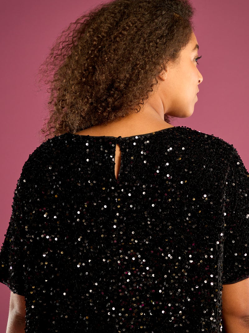 Robe courte à sequins Noir - Kiabi
