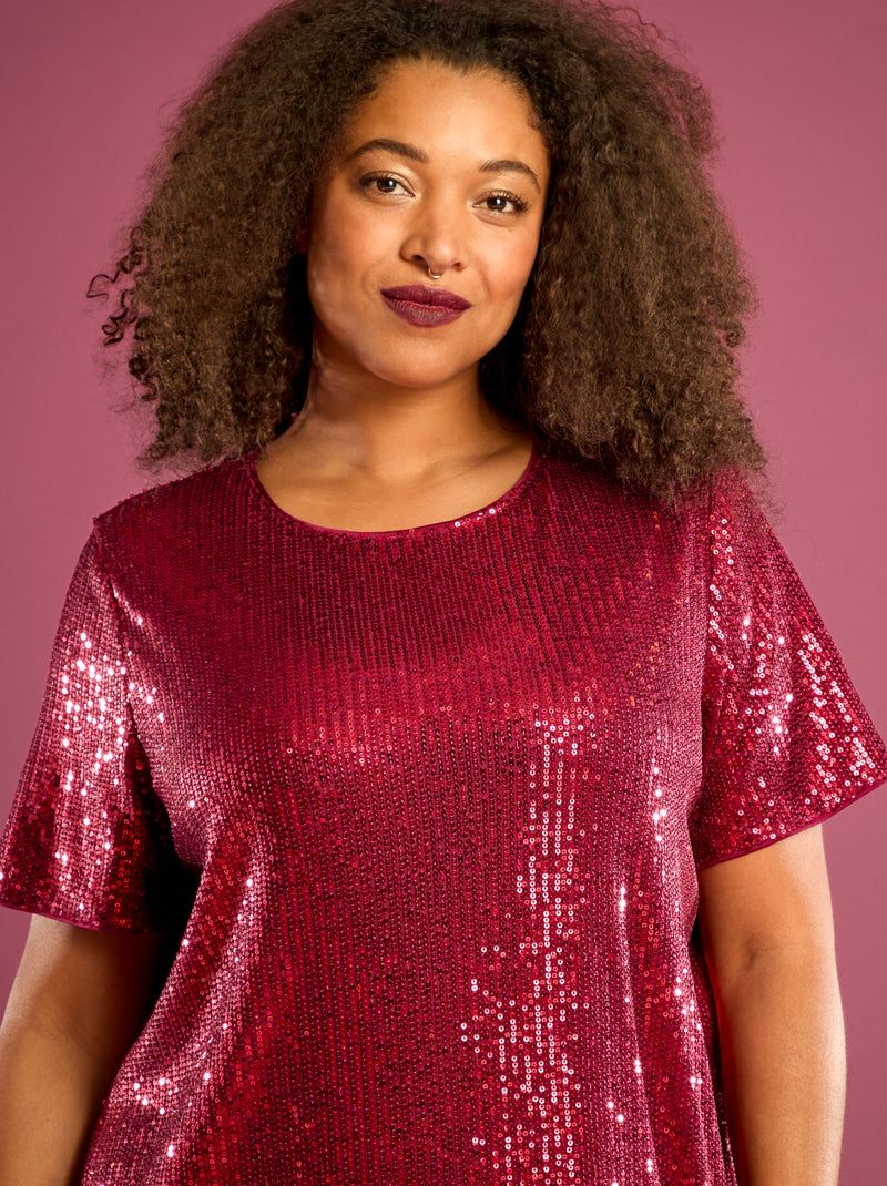 Robe courte à sequins Rouge - Kiabi