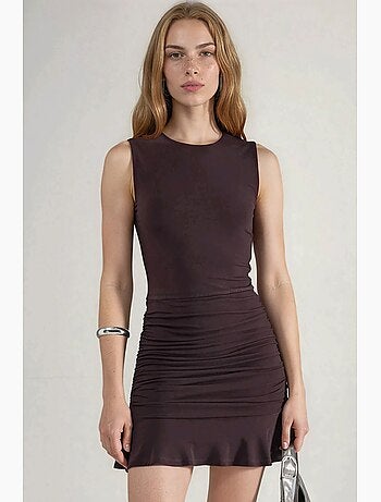 Robe courte à volants et col bateau hiccup