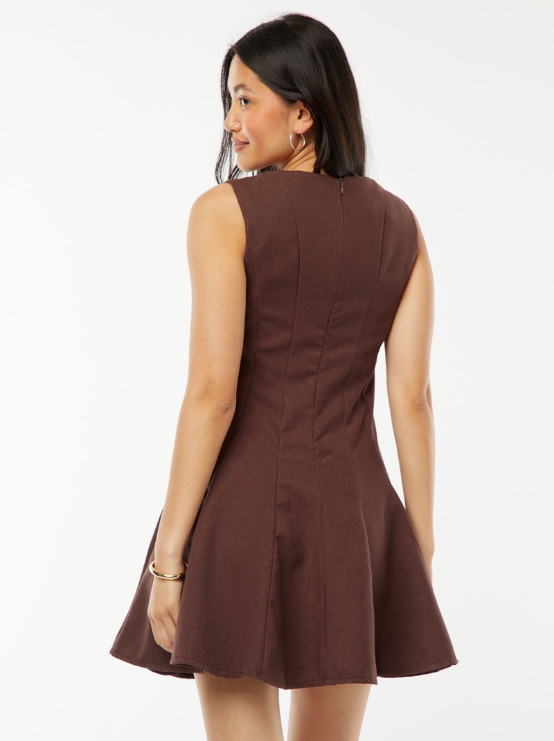Robe courte ajustée sans manches Marron - Kiabi