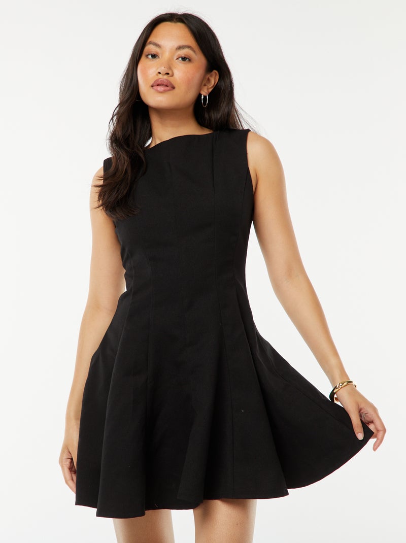 Robe courte ajustée sans manches Noir - Kiabi