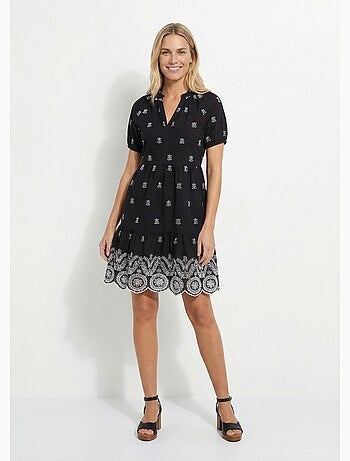 Robe courte ample coton brodé - Afibel