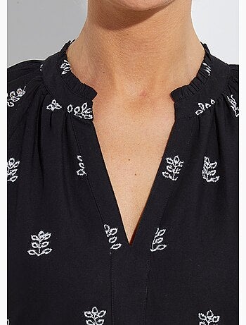 Robe courte ample coton brodé - Afibel