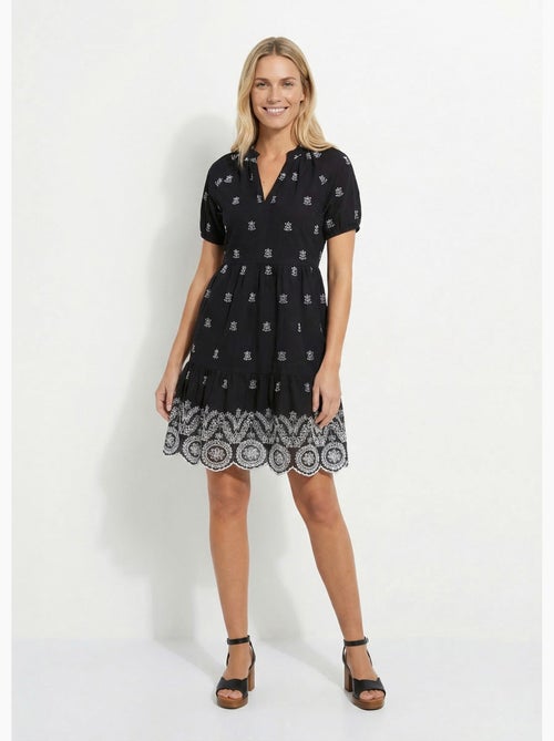 Robe courte ample coton brodé - Afibel - Kiabi