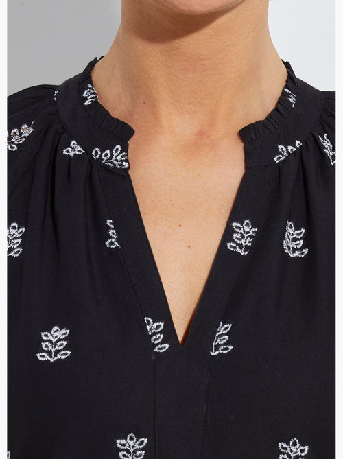 Robe courte ample coton brodé - Afibel - Kiabi