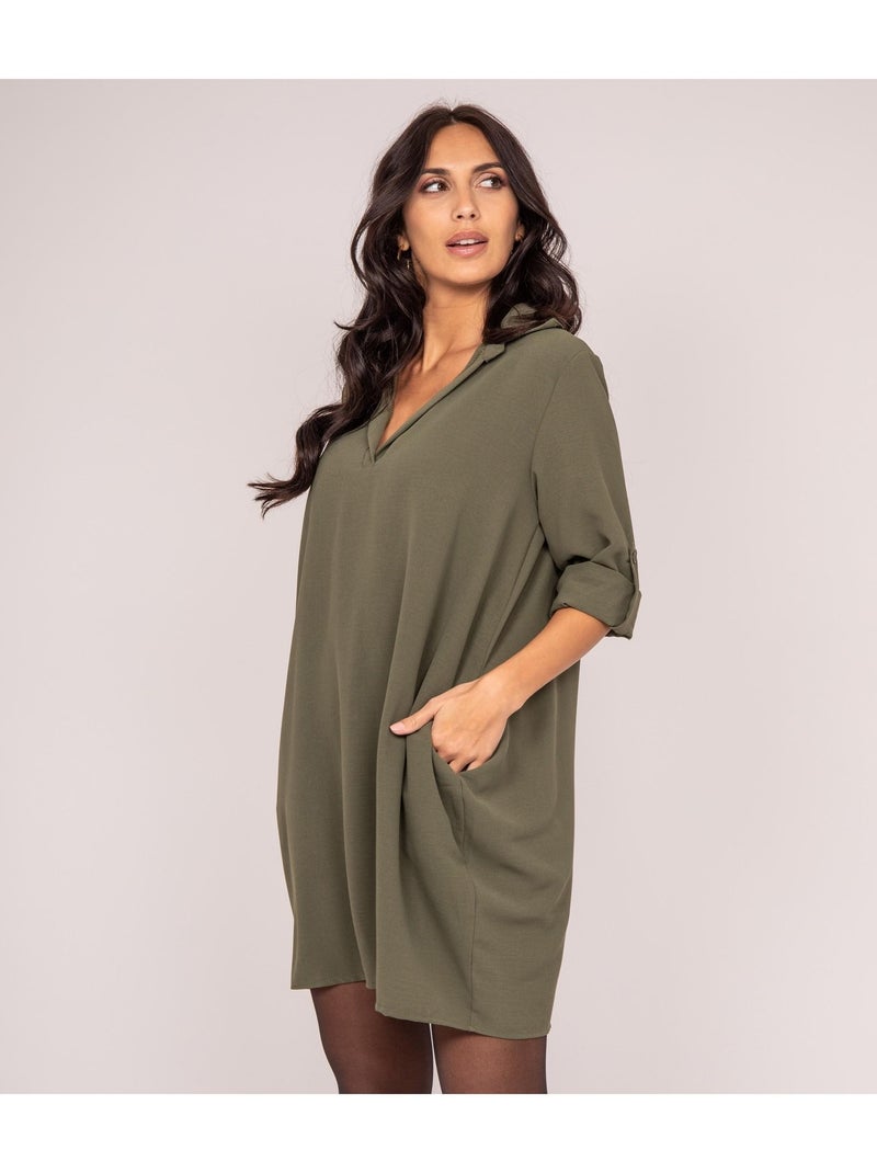 Robe courte ample IMERY Kaki - Kiabi