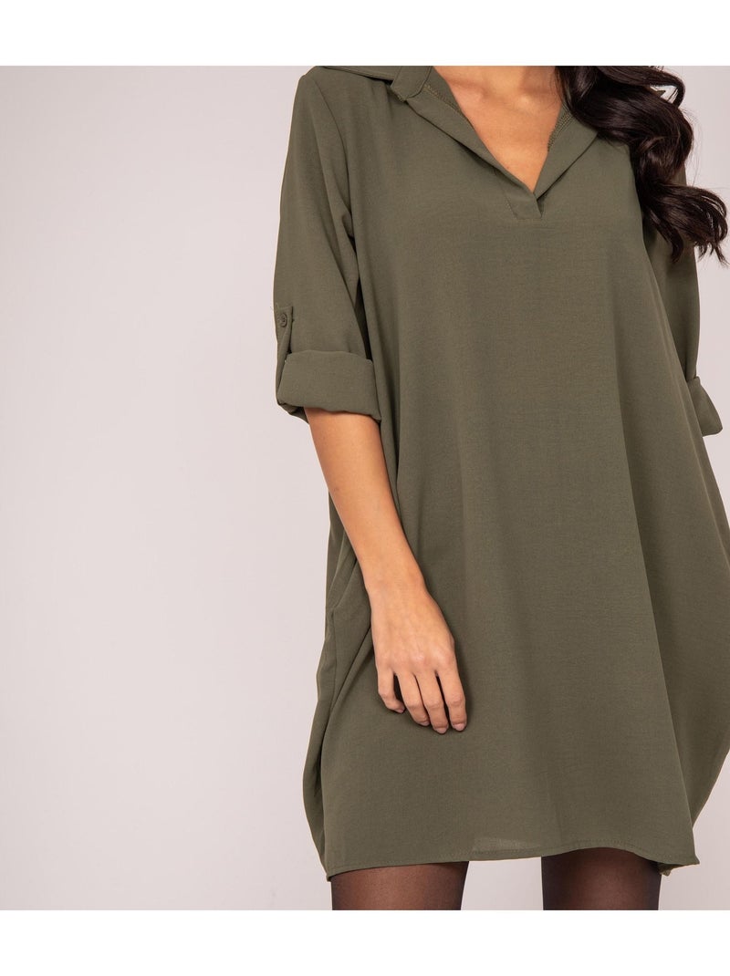 Robe courte ample IMERY Kaki - Kiabi