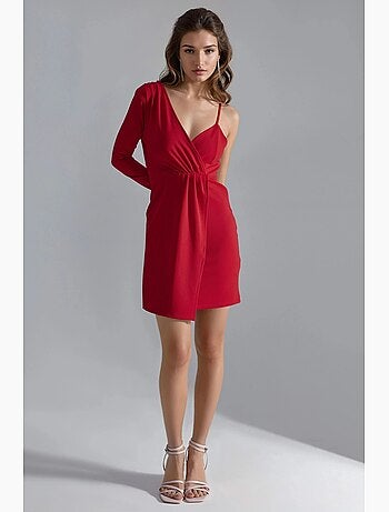 Robe courte asymétrique en jersey à col en v busem