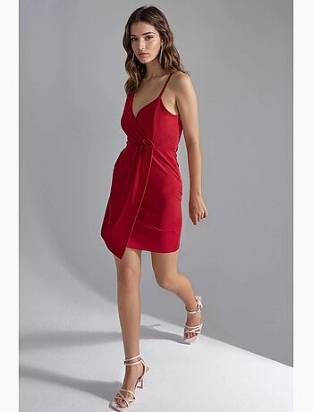Robe courte asymétrique en jersey à col en v busem