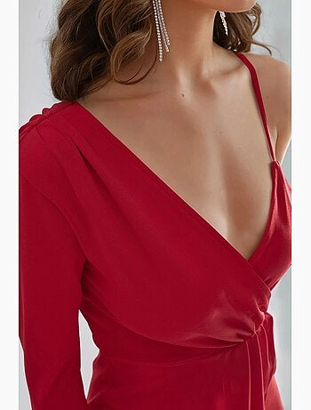Robe courte asymétrique en jersey à col en v busem