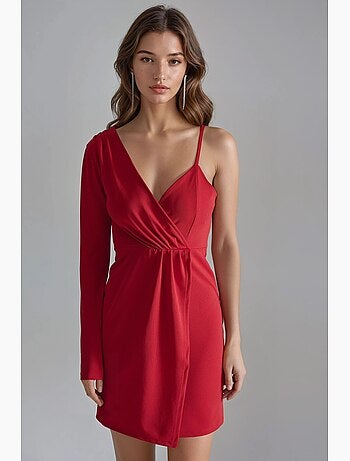 Robe courte asymétrique en jersey à col en v busem