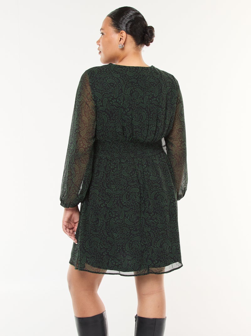 Robe courte avec ceinture drapée Noir - Kiabi