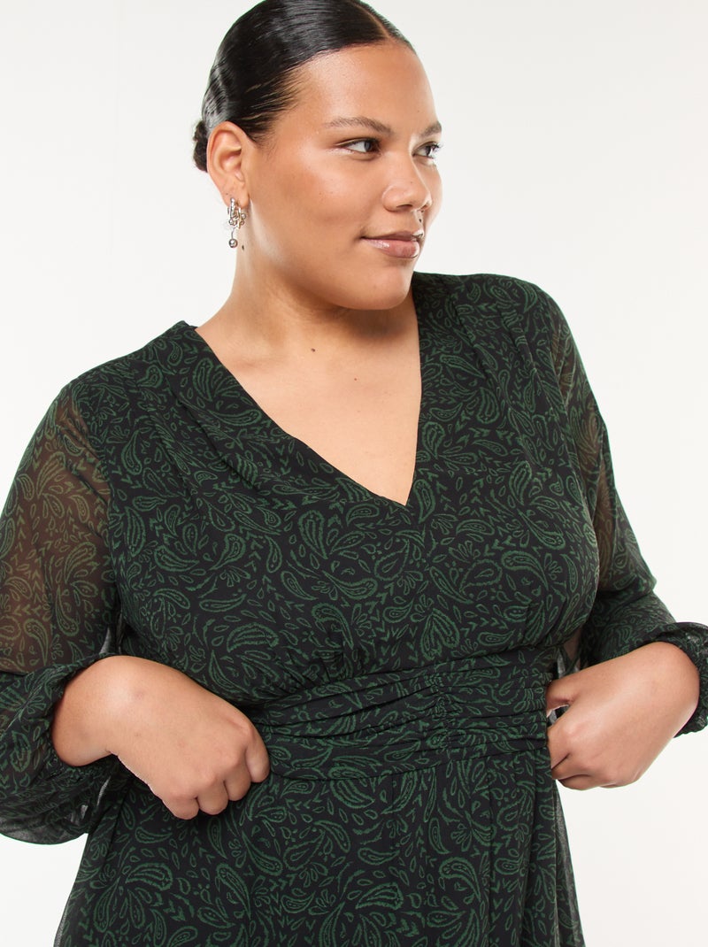 Robe courte avec ceinture drapée Noir - Kiabi