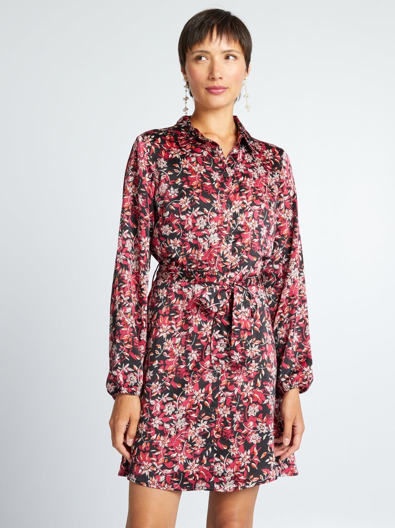 Robe courte avec ceinture Rouge - Kiabi