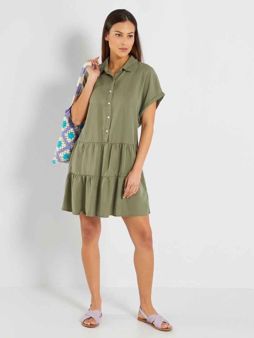 Robe courte avec col chemise Vert Kiabi 10.00€