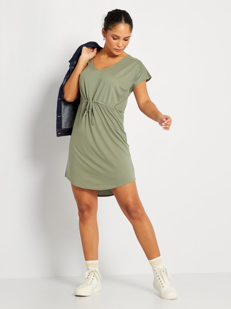 Robe courte avec cordon de serrage 'JDY' Kaki - Kiabi