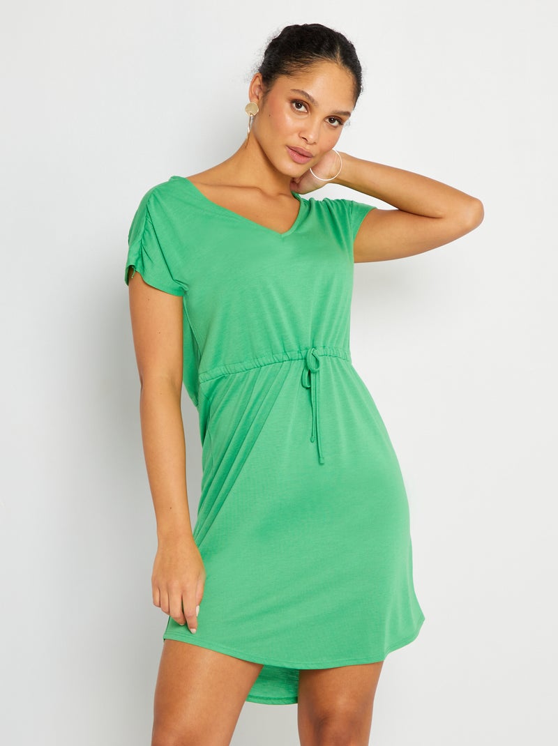 Robe courte avec cordon de serrage 'JDY' vert - Kiabi
