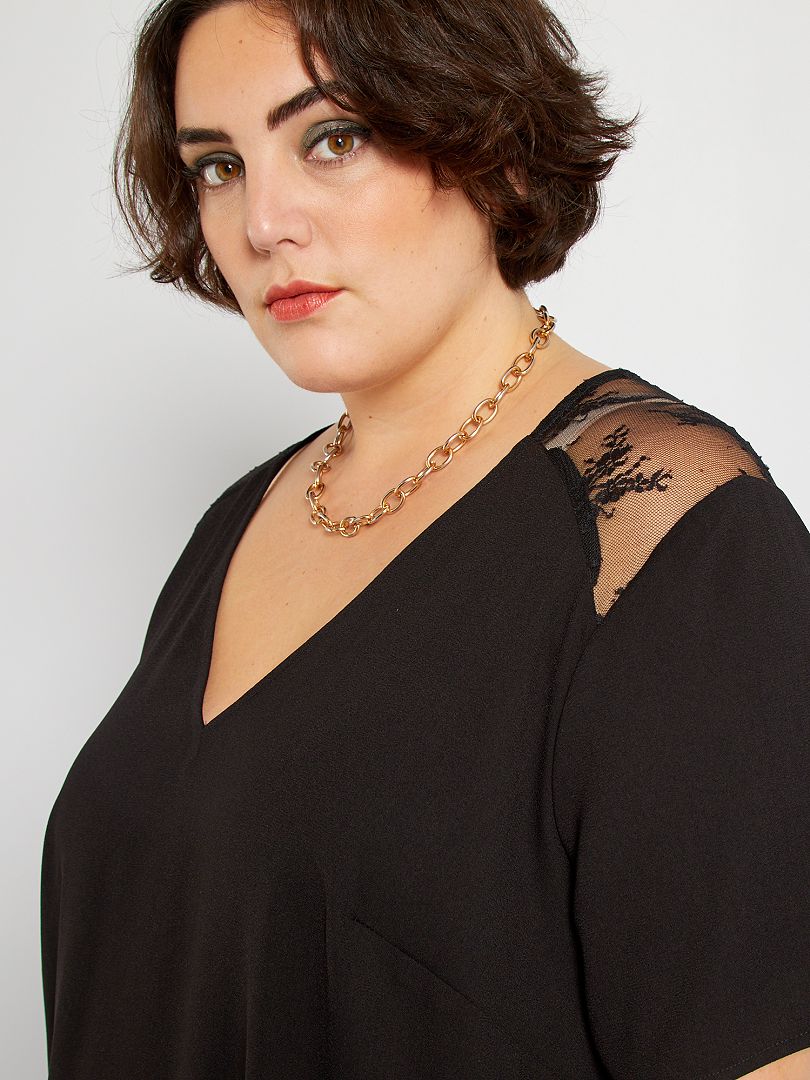 Robe courte avec dentelle noir - Kiabi