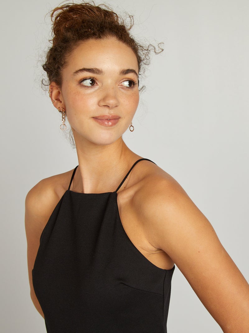 Robe courte avec emmanchure américaine noir - Kiabi