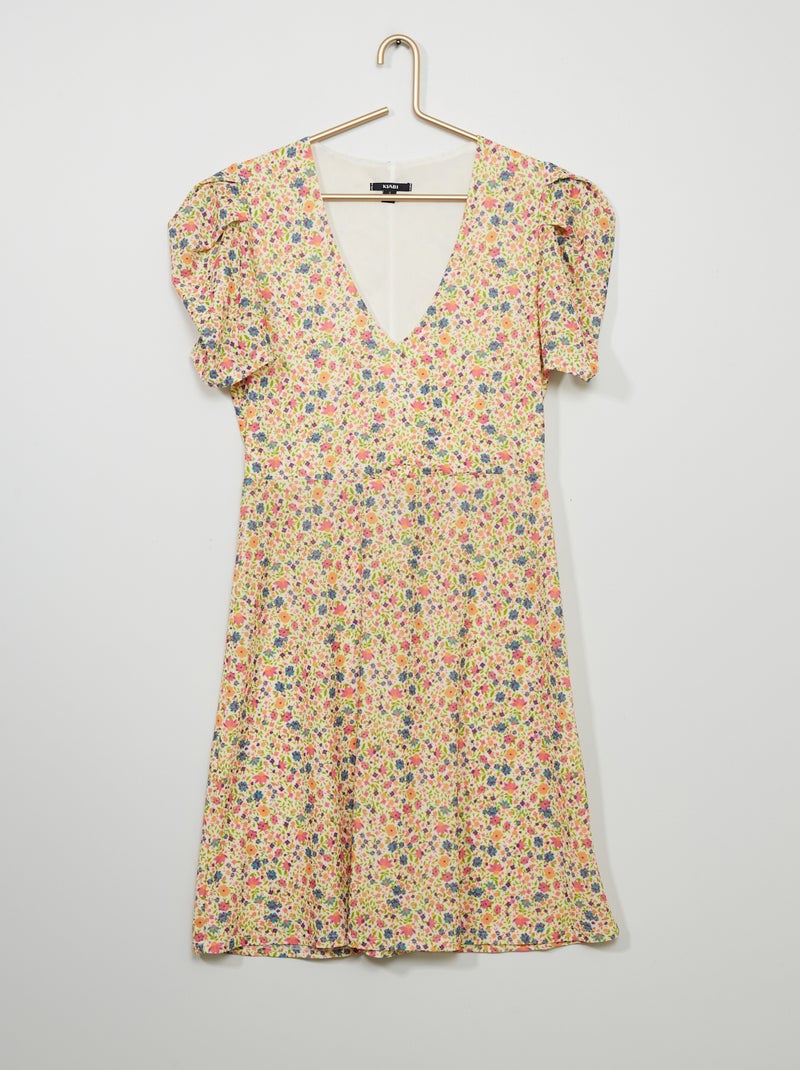 Robe courte avec manches ballons Floral - Kiabi