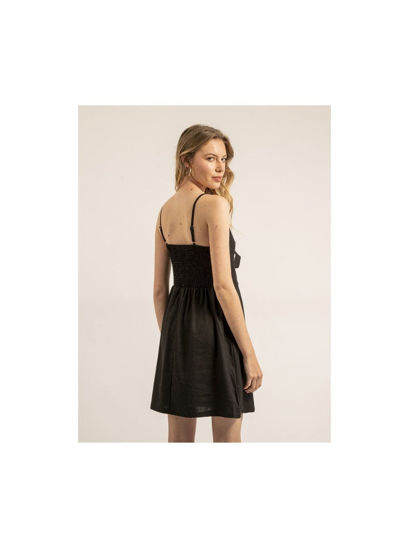 Robe courte avec noeud ICHEKA Noir - Kiabi