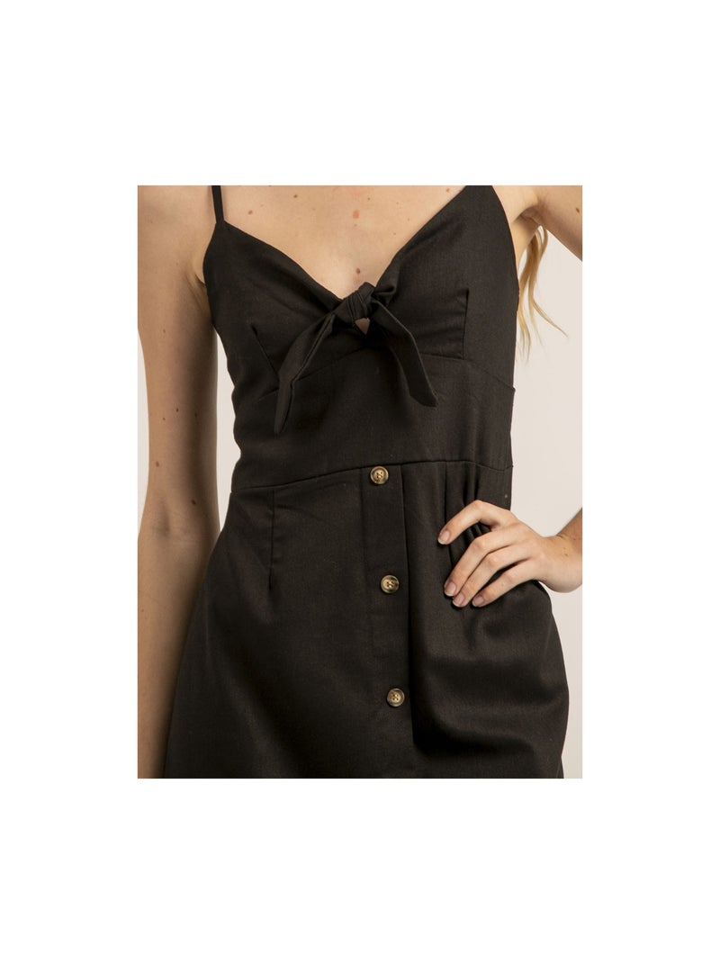 Robe courte avec noeud ICHEKA Noir - Kiabi