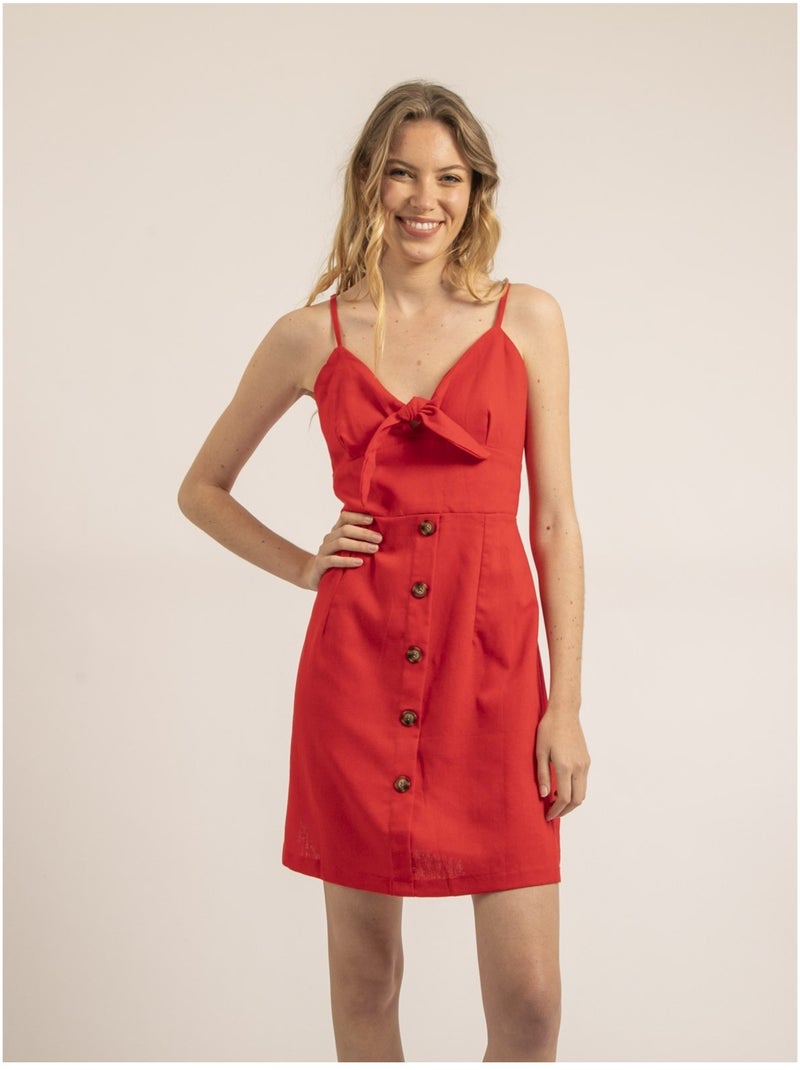 Robe courte avec nœud ICHEKA Rouge - Kiabi