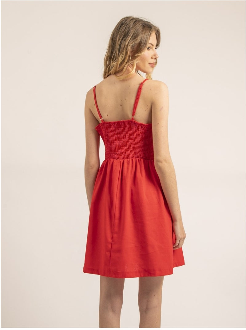 Robe courte avec nœud ICHEKA Rouge - Kiabi
