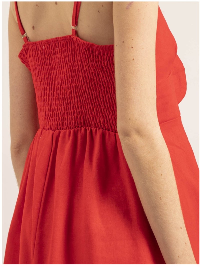 Robe courte avec nœud ICHEKA Rouge - Kiabi