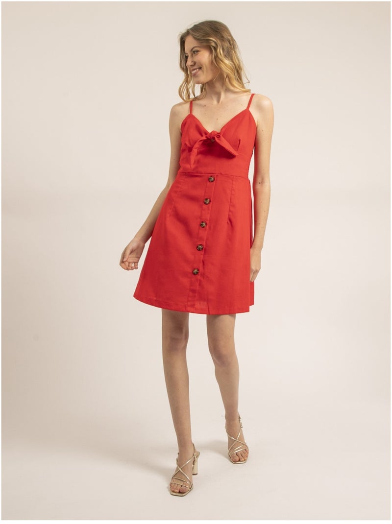 Robe courte avec nœud ICHEKA Rouge - Kiabi