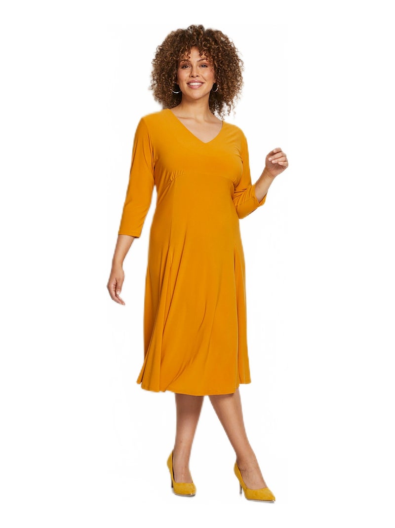 Robe courte base évasée encolure V Jaune - Kiabi