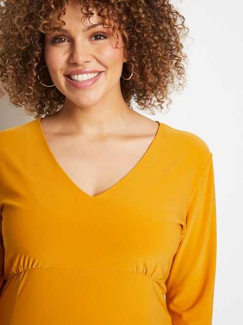 Robe courte base évasée encolure V - Kiabi