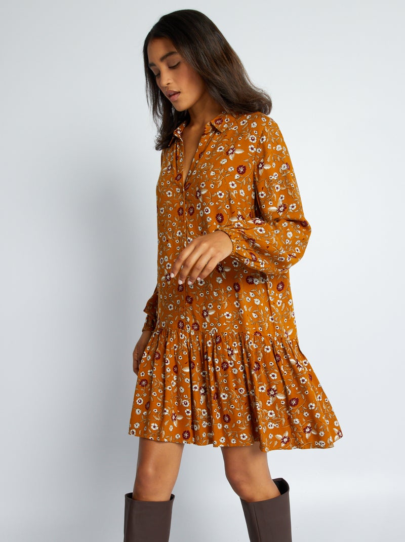 Robe courte base évasée Jaune - Kiabi