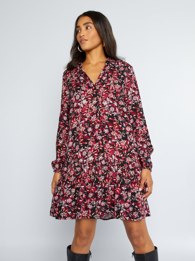 Robe courte base évasée Rouge - Kiabi