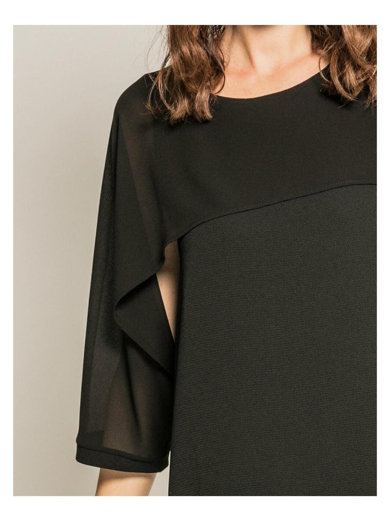 Robe courte bimatière IDALIE Noir - Kiabi