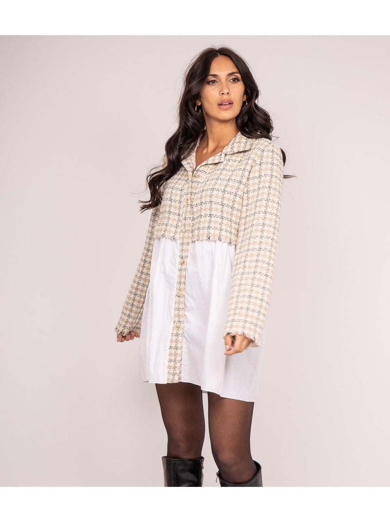 Robe courte bimatière UANNE Beige - Kiabi