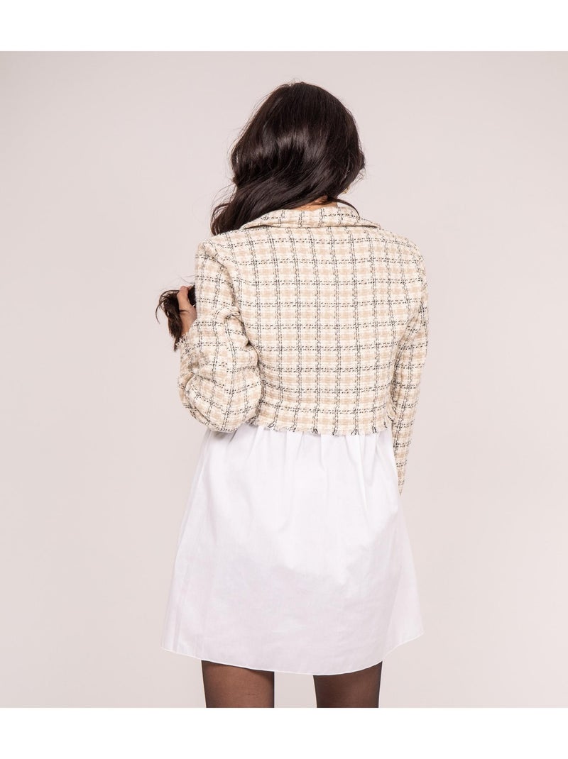 Robe courte bimatière UANNE Beige - Kiabi